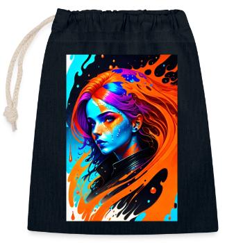 Buntes Kunst Potrait Frau 1 - Verschließbarer Geschenkbeutel aus Baumwolle (25x30cm) - Navy - Vorne