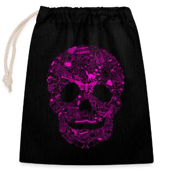 Gothic Totenkopf Goth Style düster Heavy Metal WGT - Verschließbarer Geschenkbeutel aus Baumwolle (25x30cm) - Schwarz - Vorne
