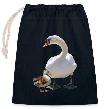 Swan - Closable cotton gift bag (25x30cm) - navy - Front