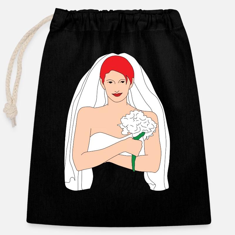 bride to be red 2 - Closable cotton gift bag (25x30cm) - black