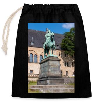 Reiterstandbild von Friedrich I. Barbarossa - Verschließbarer Geschenkbeutel aus Baumwolle (25x30cm) - Schwarz - Vorne