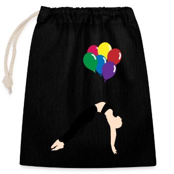 Luftballon - Verschließbarer Geschenkbeutel aus Baumwolle (25x30cm) - Schwarz - Vorne