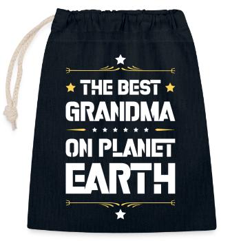 Best Grandma Saying - Closable cotton gift bag (25x30cm) - navy - Front