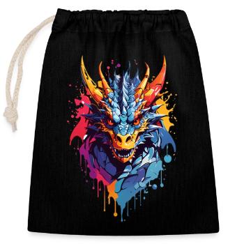 Cool Dragon - Closable cotton gift bag (25x30cm) - black - Front