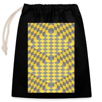 3D Chess Optical Illusion - Closable cotton gift bag (25x30cm) - black - Front