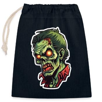 Cartoon zombie - Closable cotton gift bag (25x30cm) - navy - Front