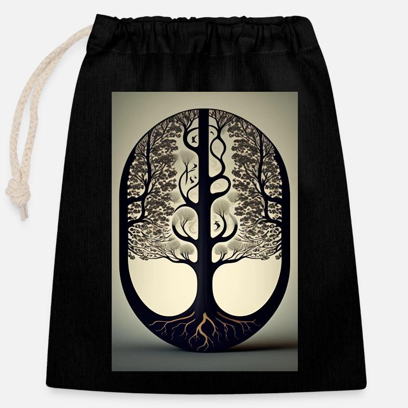 Forest view - Closable cotton gift bag (25x30cm) - black