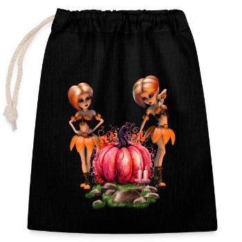 Design mignon d’Halloween - Sac cadeau en coton avec cordon (25 x 30 cm) - noir - Devant