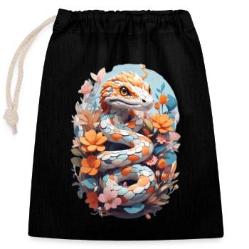 Vivid Snake and Fantasy Flowers: A Psychedelic and Fantasy Flowers: A Psychedelic and Fantasy Flowers: A Psychedelic and - Sac cadeau en coton avec cordon (25 x 30 cm) - noir - Devant