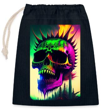 Metall Totenkopf - Verschließbarer Geschenkbeutel aus Baumwolle (25x30cm) - Navy - Vorne