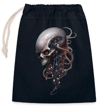 Steampunk Alien Skull Spine Fantasy Shirt - Closable cotton gift bag (25x30cm) - navy - Front