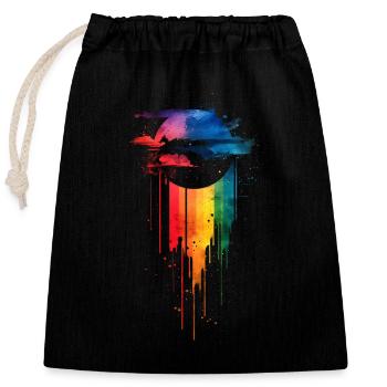 Subtle and Cool Dripping Pride Flag Rainbow Design - Closable cotton gift bag (25x30cm) - black - Front