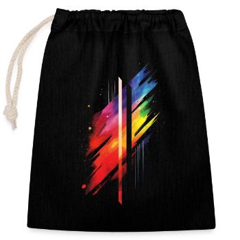 Subtle and Cool Dripping Pride Flag Rainbow Design - Closable cotton gift bag (25x30cm) - black - Front