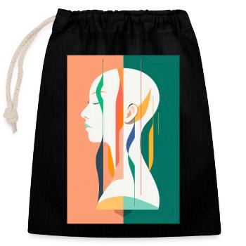 Abstrakte Frau mit haarlosem, rasiertem Kopf. - Verschließbarer Geschenkbeutel aus Baumwolle (25x30cm) - Schwarz - Vorne