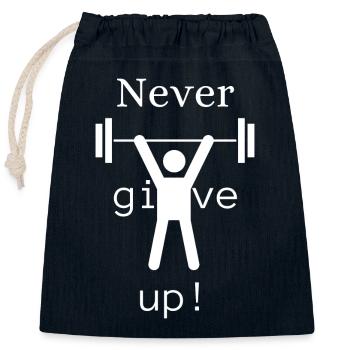 Never give up - Verschließbarer Geschenkbeutel aus Baumwolle (25x30cm) - Navy - Vorne