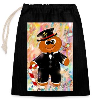 Mannele Mannala Pop - Sac cadeau en coton avec cordon (25 x 30 cm) - noir - Devant