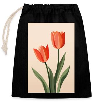Tulipes botaniques Boho - Sac cadeau en coton avec cordon (25 x 30 cm) - noir - Devant