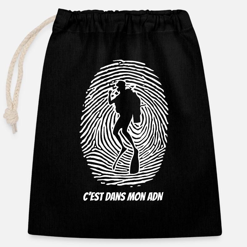 ADN plongeur - Sac cadeau en coton avec cordon (25 x 30 cm) - noir
