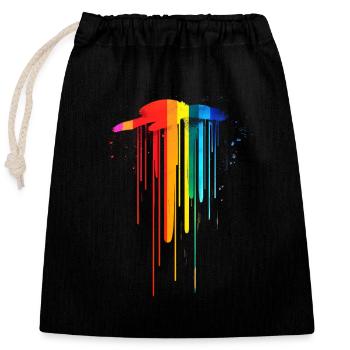 Subtle and Cool Dripping Pride Flag Rainbow Design - Closable cotton gift bag (25x30cm) - black - Front