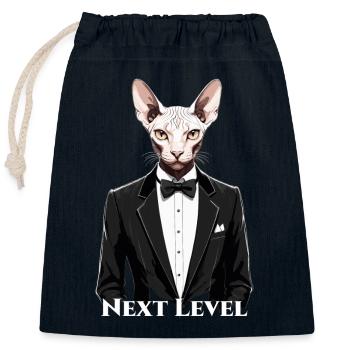 Sphynx Katze schick Anzug Smoking Level Geschenk - Verschließbarer Geschenkbeutel aus Baumwolle (25x30cm) - Navy - Vorne