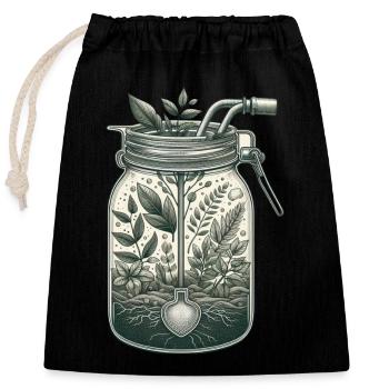 Plant (grounds) Gifts - Closable cotton gift bag (25x30cm) - black - Front