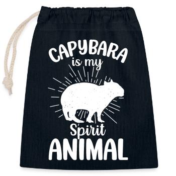 Capybara - Closable cotton gift bag (25x30cm) - navy - Front