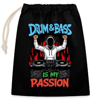 Drum & Bass is my passion - Closable cotton gift bag (25x30cm) - black - Front