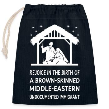 Christmas - Jesus Middle-Eastern Immigrant II - Closable cotton gift bag (25x30cm) - navy - Front