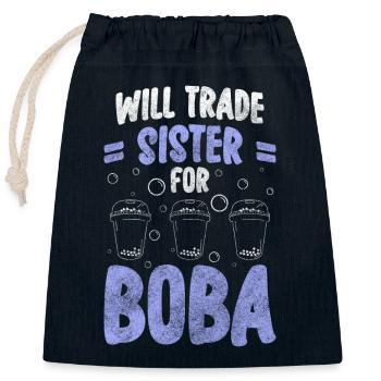 Boba Tea Sweet Ball Lover - Closable cotton gift bag (25x30cm) - navy - Front