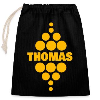 Thomas dans le rôle de Thomas - Sac cadeau en coton avec cordon (25 x 30 cm) - noir - Devant