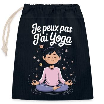 Je peux pas j'ai yoga - Sac cadeau en coton avec cordon (25 x 30 cm) - bleu marine - Devant