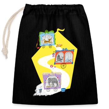 zoo animal circus - Closable cotton gift bag (25x30cm) - black - Front