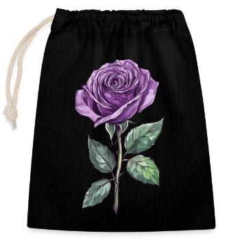 Purple Rose Lila Rose - Verschließbarer Geschenkbeutel aus Baumwolle (25x30cm) - Schwarz - Vorne