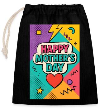 Happy Mother's Day Retro 90s Style - Closable cotton gift bag (25x30cm) - black - Front