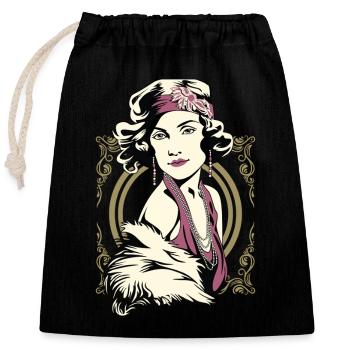Flappers Mädchen VIOLETT - Verschließbarer Geschenkbeutel aus Baumwolle (25x30cm) - Schwarz - Vorne