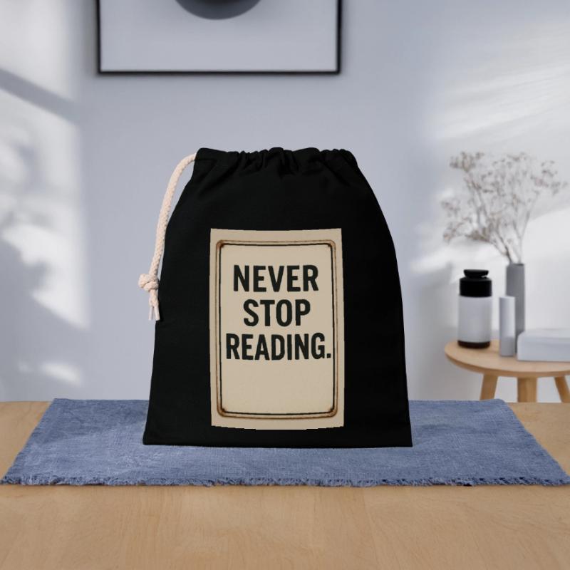 N’arrêtez jamais de lire Sac cadeau en coton avec cordon (25 x 30 cm)