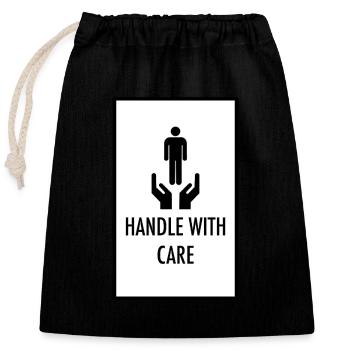 Handle With Care - Closable cotton gift bag (25x30cm) - black - Front
