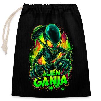 Alien Ganja - Closable cotton gift bag (25x30cm) - black - Front
