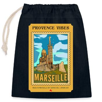 NDG Marseille Neo-Retro Poster - Vintage Kunst - Verschließbarer Geschenkbeutel aus Baumwolle (25x30cm) - Navy - Vorne