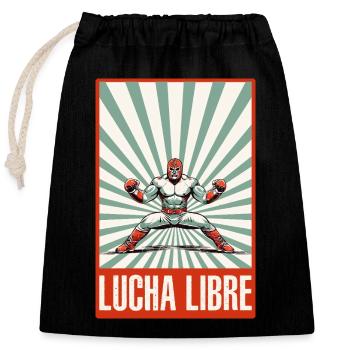 Lucha Libre Luchador Lutte mexicaine - Sac cadeau en coton avec cordon (25 x 30 cm) - noir - Devant