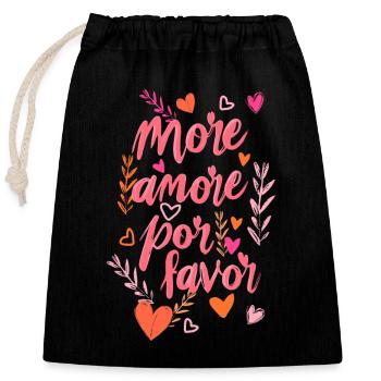 Plus d’Amore por Favor - Sac cadeau en coton avec cordon (25 x 30 cm) - noir - Devant
