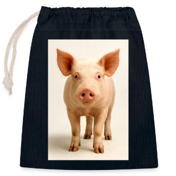 Pastel pig pig - Closable cotton gift bag (25x30cm) - navy - Front