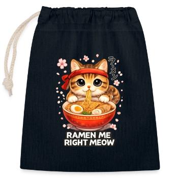 Ramen Katze - Verschließbarer Geschenkbeutel aus Baumwolle (25x30cm) - Navy - Vorne