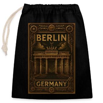Berlin, Allemagne – Affiche en bronze steampunk - Sac cadeau en coton avec cordon (25 x 30 cm) - noir - Devant