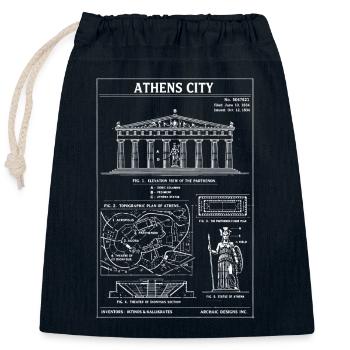 Athens City Blueprint - Closable cotton gift bag (25x30cm) - navy - Front