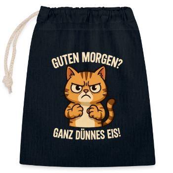 Guten Morgen Ganz dünnes Eis - Verschließbarer Geschenkbeutel aus Baumwolle (25x30cm) - Navy - Vorne