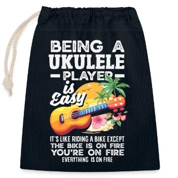 Être joueur de ukulélé, c’est facile, musicien drôle - Sac cadeau en coton avec cordon (25 x 30 cm) - bleu marine - Devant