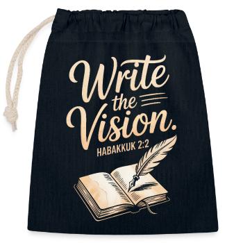 Schreibe das Vision Habakkuk 2:2-Kunstwerk - Verschließbarer Geschenkbeutel aus Baumwolle (25x30cm) - Navy - Vorne