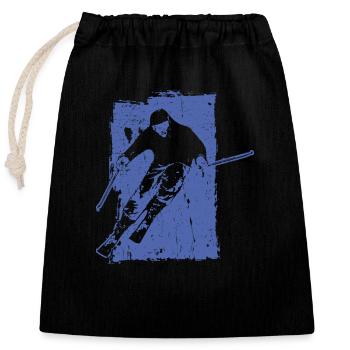 Skiing adventures in grunge style: winter magic in the - Closable cotton gift bag (25x30cm) - black - Front