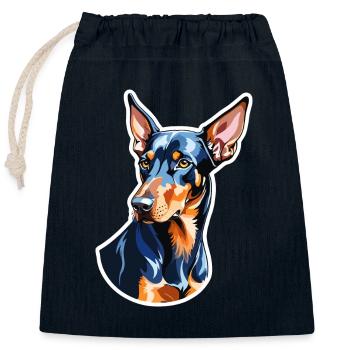Dobermann Wasserfarben - Verschließbarer Geschenkbeutel aus Baumwolle (25x30cm) - Navy - Vorne